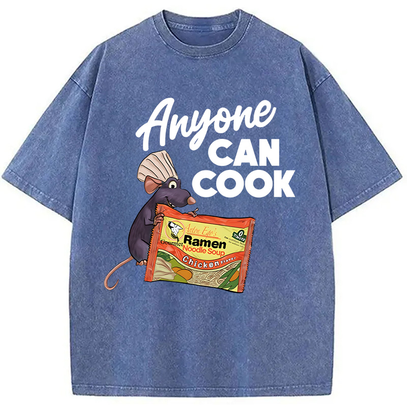 Modecanvas Anyone Can Cook Rat Meme DTG Printing Washed T-Shirt
