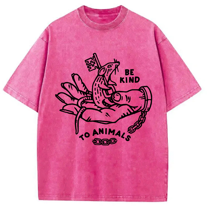 Modecanvas Be Kind To Animals DTG Printing Washed T-Shirt-modecanvas
