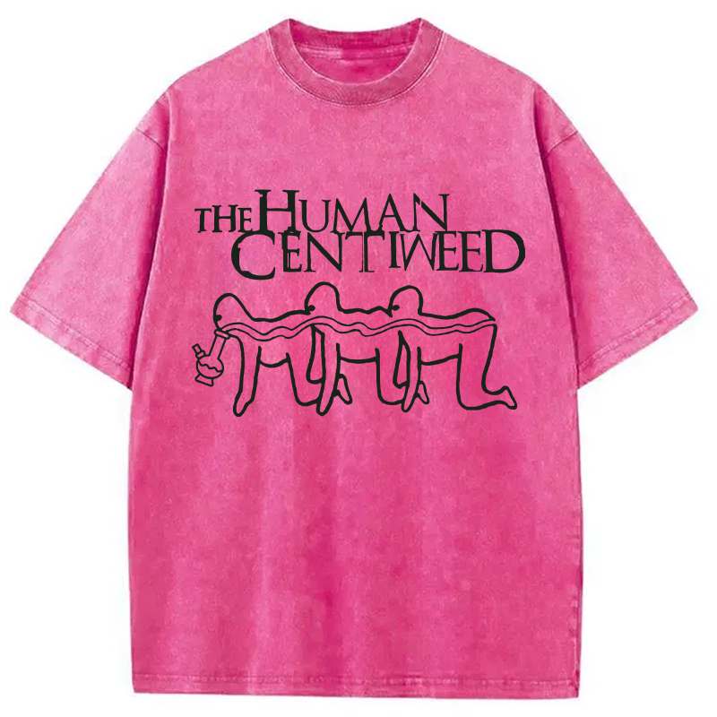 Modecanvas Human Centiweed Funny Meme DTG Printing Washed T-Shirt-modecanvas