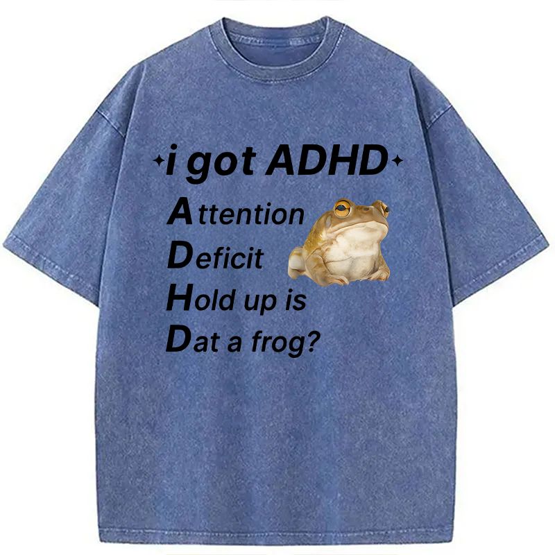 Modecanvas ADHD Frog DTG Printing Washed T-Shirt-modecanvas