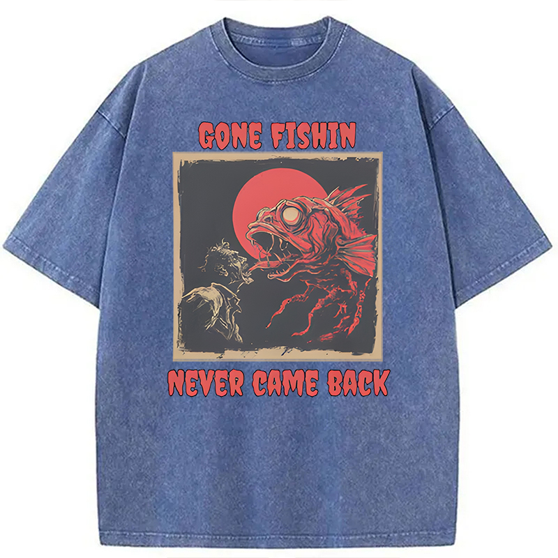 Modecanvas Zombie Fish DTG Printing Washed T-Shirt-modecanvas
