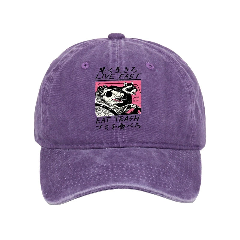 Modecanvas Live Fast Eat Trash Washed Cap-modecanvas