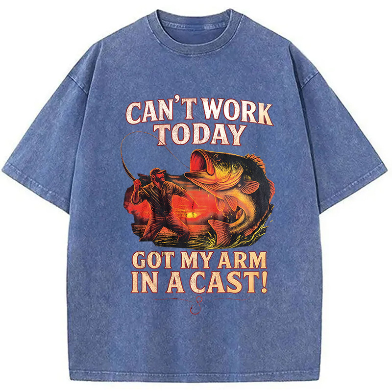 Modecanvas Bass Fishing Funny Fisher DTG Printing Washed T-Shirt-modecanvas