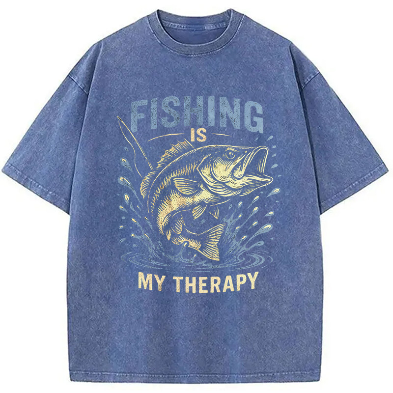 Modecanvas Funny Fisherman DTG Printing Washed T-Shirt-modecanvas