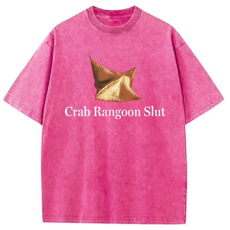 Modecanvas Crab Rangoon Slut DTG Printing Washed T-Shirt-modecanvas