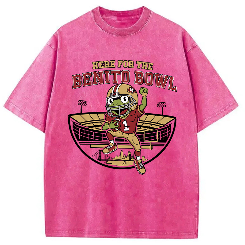 Modecanvas Here For The Benito Bowl DTG Printing Washed T-Shirt-modecanvas