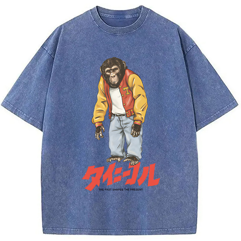 Modecanvas The Past Shapes DTG Printing Washed T-Shirt-modecanvas