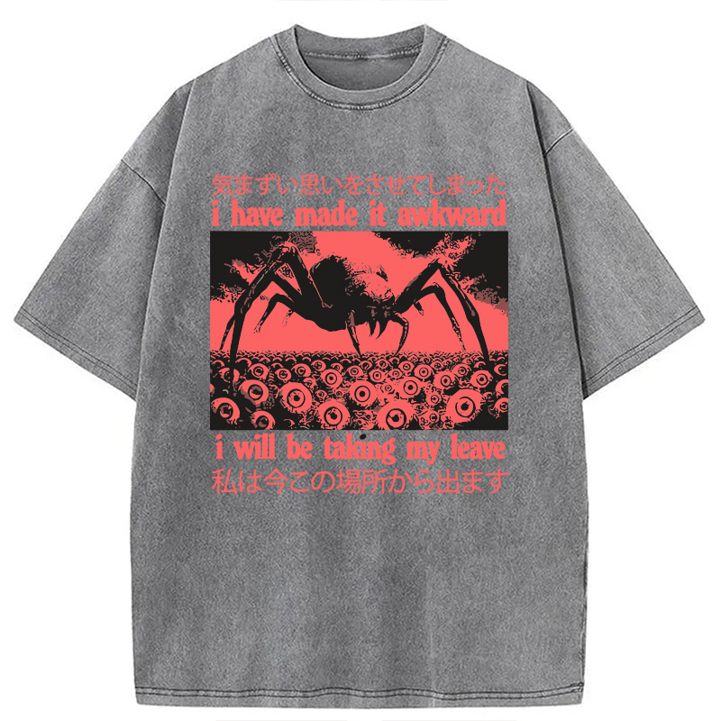 Modecanvas I Have Made It Awkward Spider Crab DTG Printing Washed T-Shirt-modecanvas
