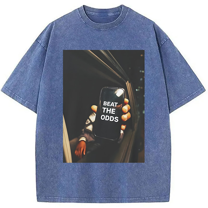 Modecanvas Beat The Odds Funny Meme DTG Printing Washed T-Shirt-modecanvas