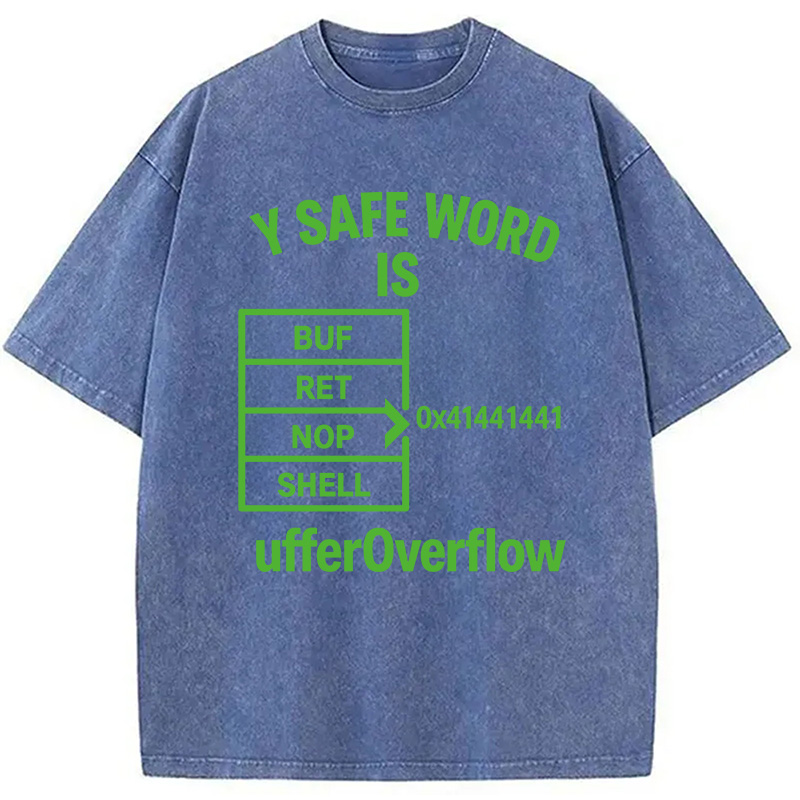 Modecanvas Buffer Overflow Funny Hacker Meme DTG Printing Washed T-Shirt-modecanvas
