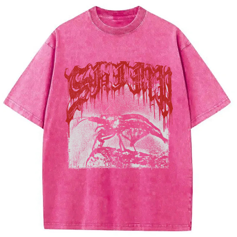 Modecanvas Shimp Metal DTG Printing Washed T-Shirt-modecanvas