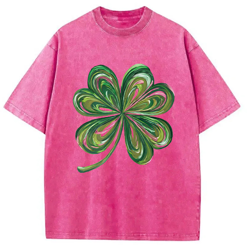 Modecanvas Lucky Shamrock DTG Printing Washed T-Shirt-modecanvas