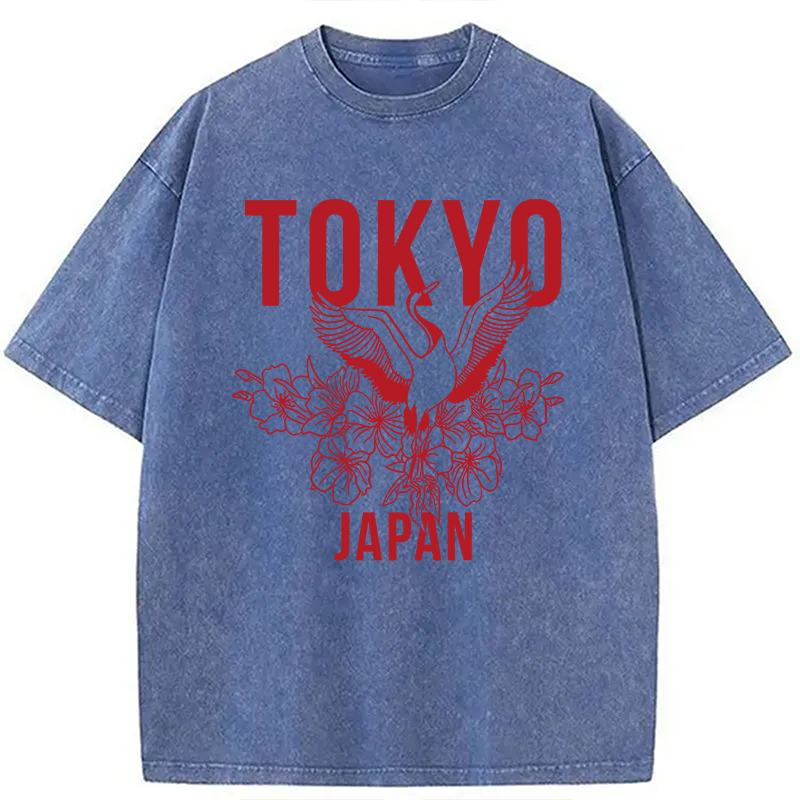Modecanvas Japanese Bird Tokyo DTG Printing Washed T-Shirt