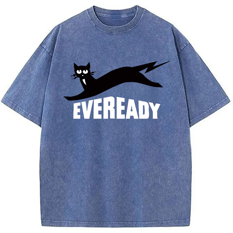 Modecanvas Eveready Cat DTG Printing Washed T-Shirt
