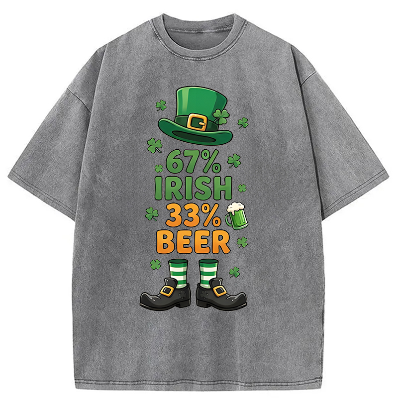 Modecanvas 67 Irish 33 Beer DTG Printing Washed T-Shirt