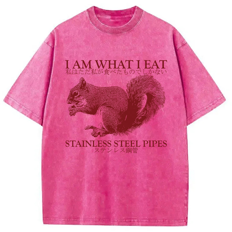 Modecanvas I Am What I Eat DTG Printing Washed T-Shirt