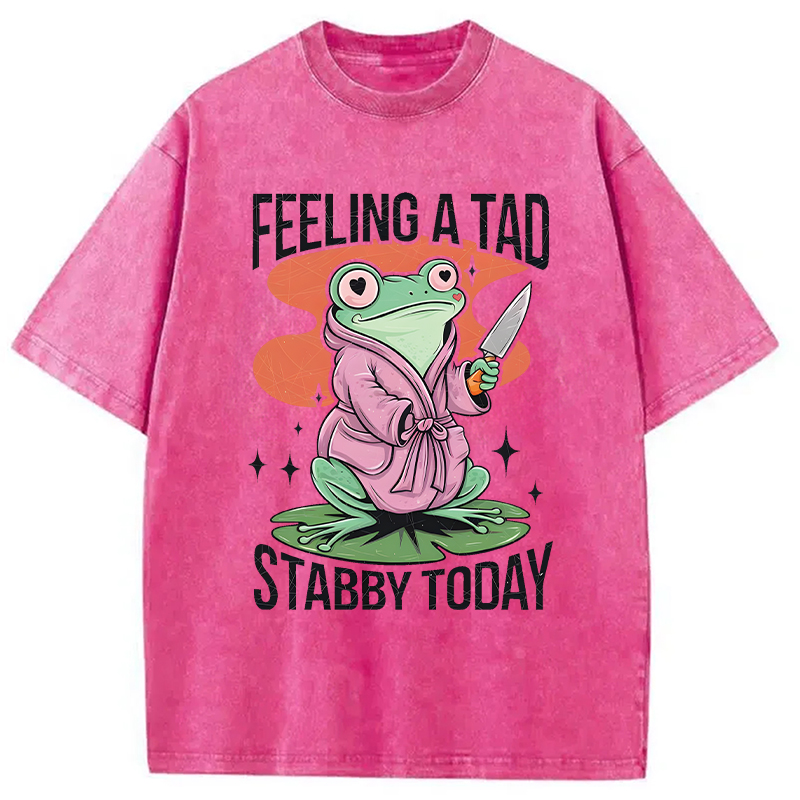 Modecanvas Stabby Frog Funny Meme DTG Printing Washed T-Shirt