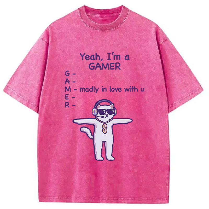 Modecanvas Madly In Love With You DTG Printing Washed T-Shirt