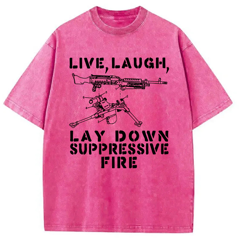 Modecanvas Suppression By Force Funny DTG Printing Washed T-Shirt