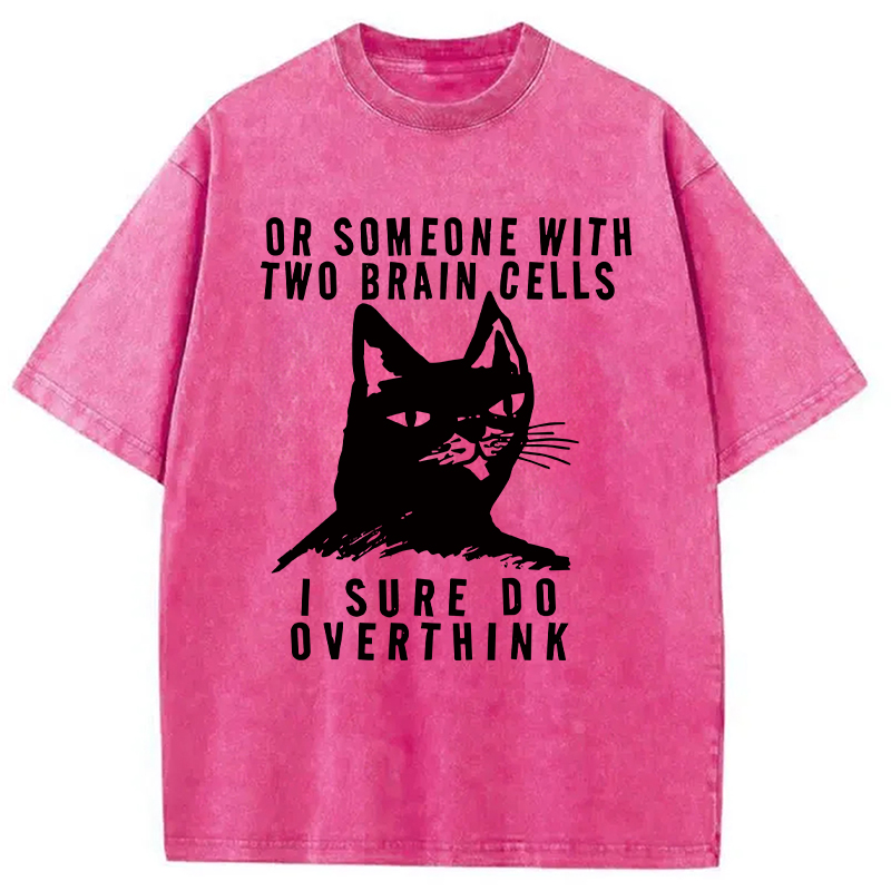 Modecanvas Overthinking Cat Funny DTG Printing Washed T-Shirt