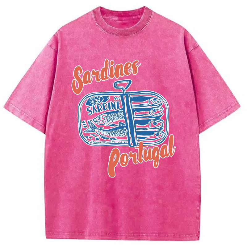 Modecanvas Tinned Fish DTG Printing Washed T-Shirt