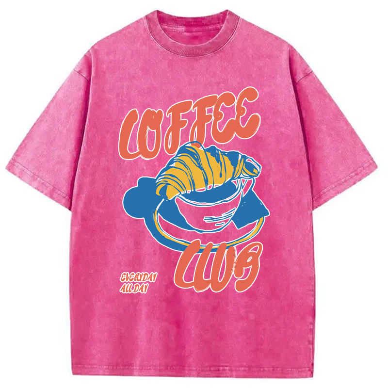 Modecanvas Retro Coffee Club DTG Printing Washed T-Shirt