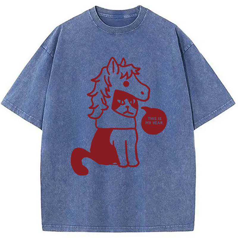 Modecanvas This Is My Year Horse Year DTG Printing Washed T-Shirt