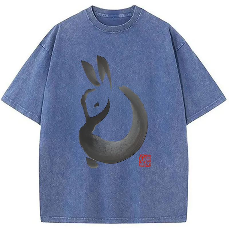 Modecanvas Ink Rabbit DTG Printing Washed T-Shirt