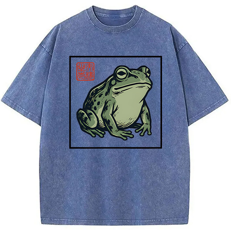Modecanvas Zen Frog DTG Printing Washed T-Shirt