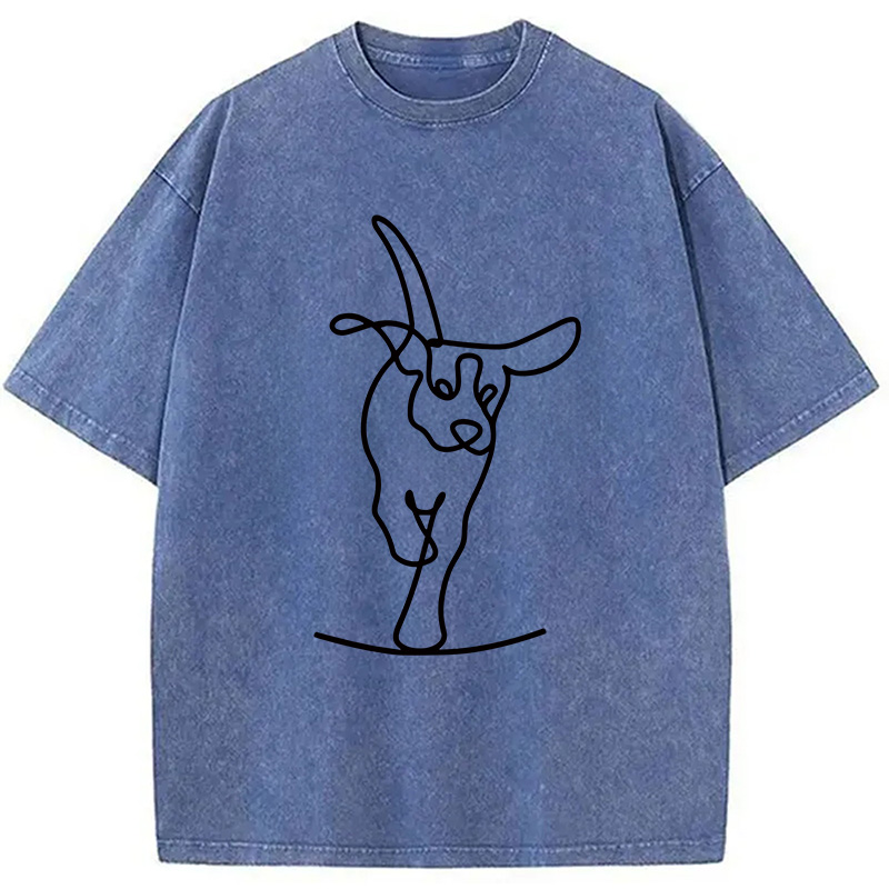 Modecanvas Minimalist Dog DTG Printing Washed T-Shirt