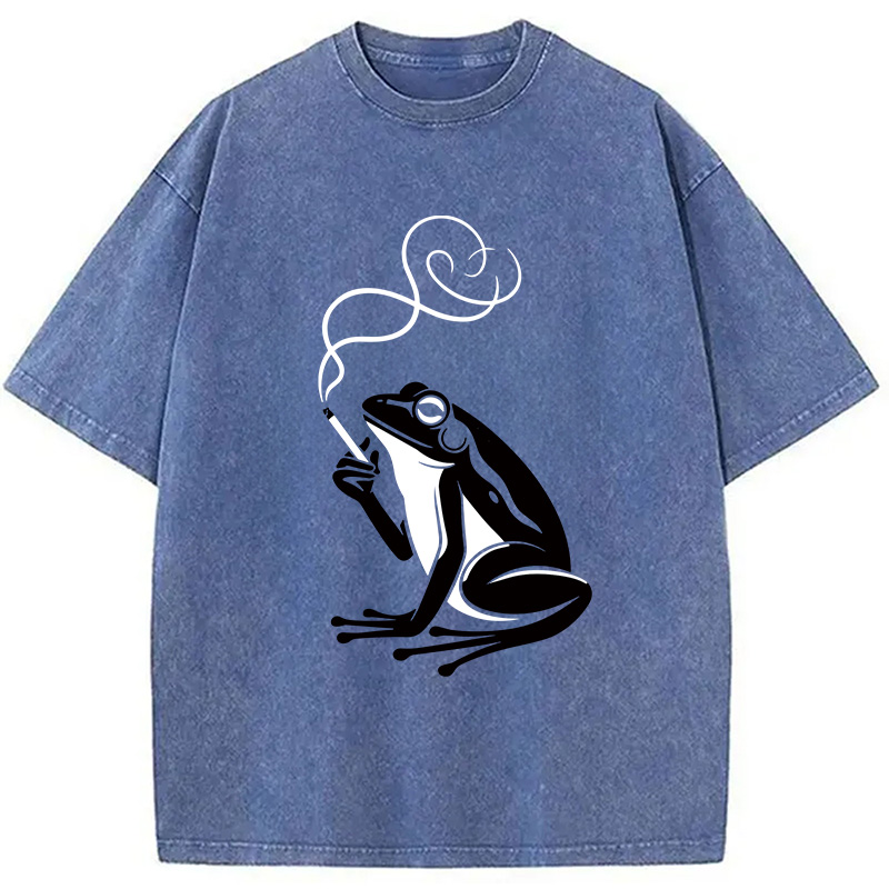 Modecanvas Minimalist Frog DTG Printing Washed T-Shirt