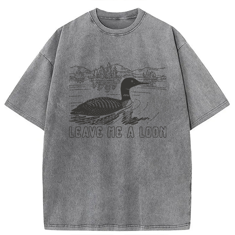 Modecanvas Loon Bird Pun DTG Printing Washed T-Shirt