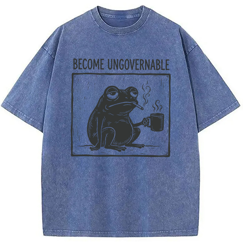 Modecanvas Become Ungovernable Frog DTG Printing Washed T-Shirt