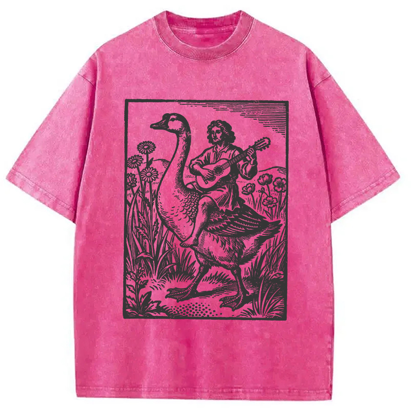 Modecanvas Medieval Bard Goose DTG Printing Washed T-Shirt