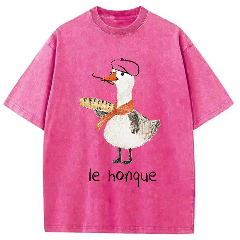 Modecanvas Funny French Goose DTG Printing Washed T-Shirt