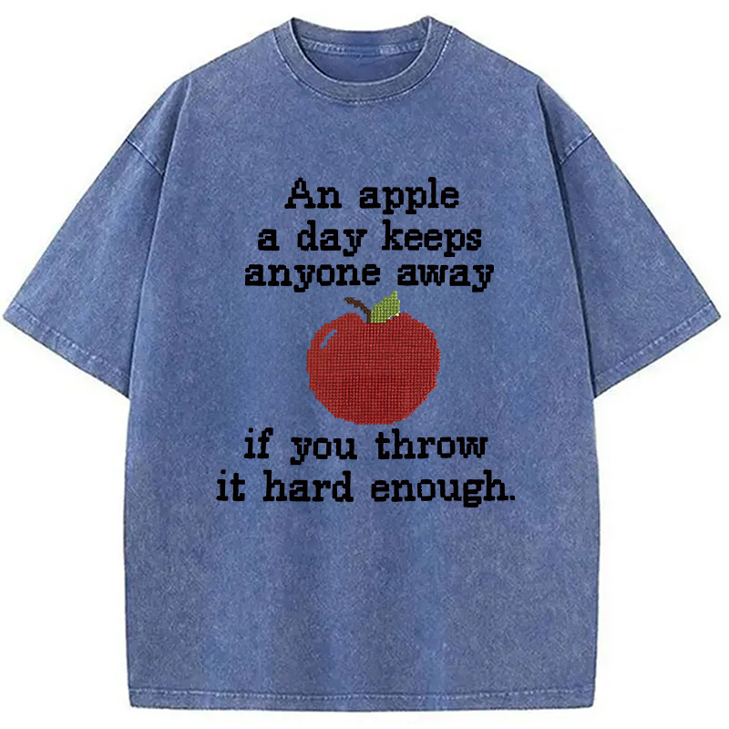 Modecanvas An Apple A Day DTG Printing Washed T-Shirt