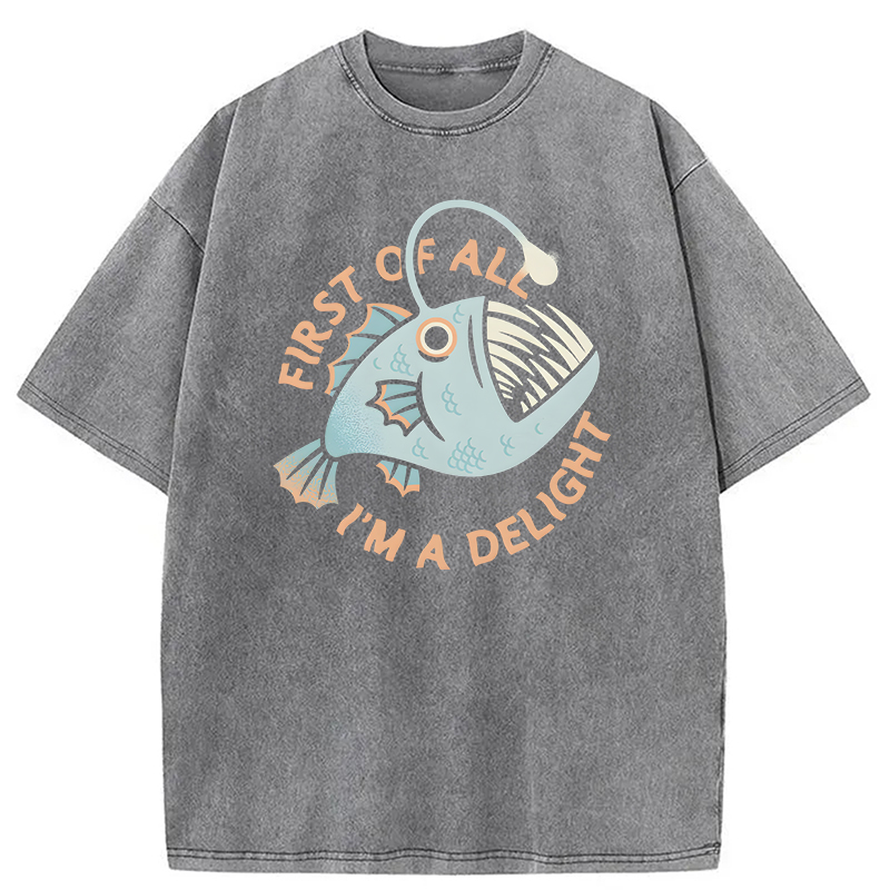 Modecanvas First Of All I'm A Delight DTG Printing Washed T-Shirt