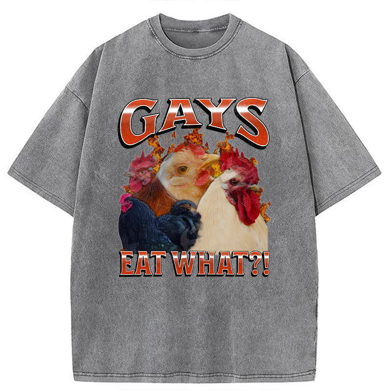 Modecanvas Gays Eat What?! DTG Printing Washed T-Shirt