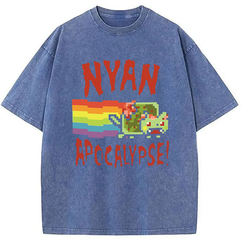 Modecanvas Nyan Apocalypse DTG Printing Washed T-Shirt