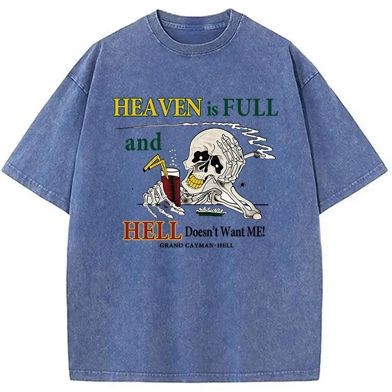 Modecanvas Heaven Is Full DTG Printing Washed T-Shirt