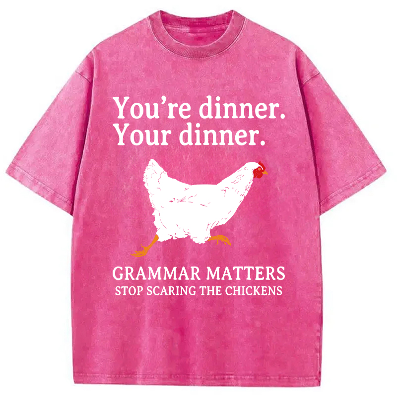 Modecanvas Stop Scaring The Chickens Meme DTG Printing Washed T-Shirt