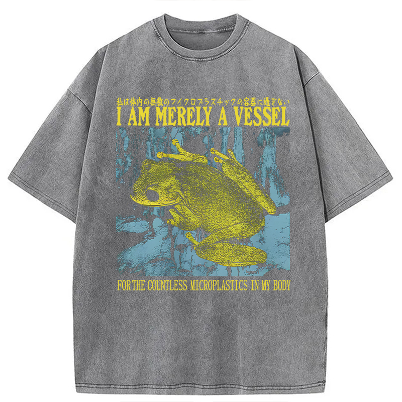 Modecanvas Funny Vintage Japanese Frog Washed T-Shirt-modecanvas