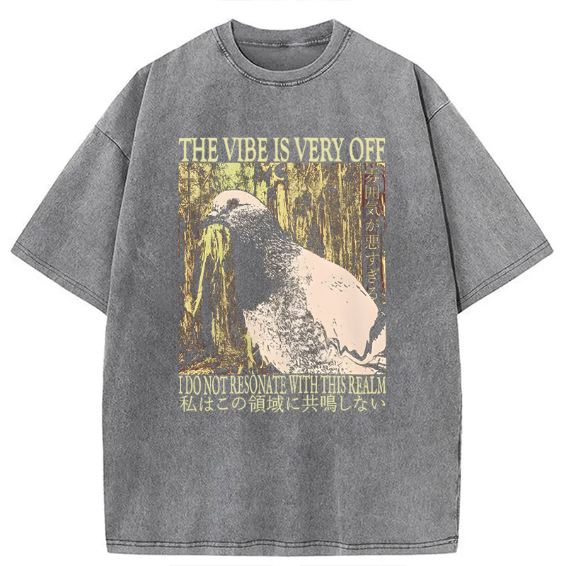 Modecanvas The Vibe is Very Off Washed T-Shirt-modecanvas