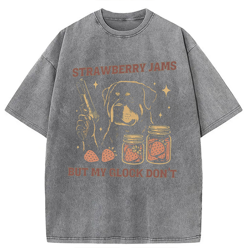 Modecanvas Strawberry Jams Dog Washed T-Shirt-modecanvas