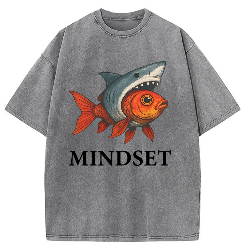 Modecanvas Goldfish Shark Mindset DTG Printing Washed T-Shirt