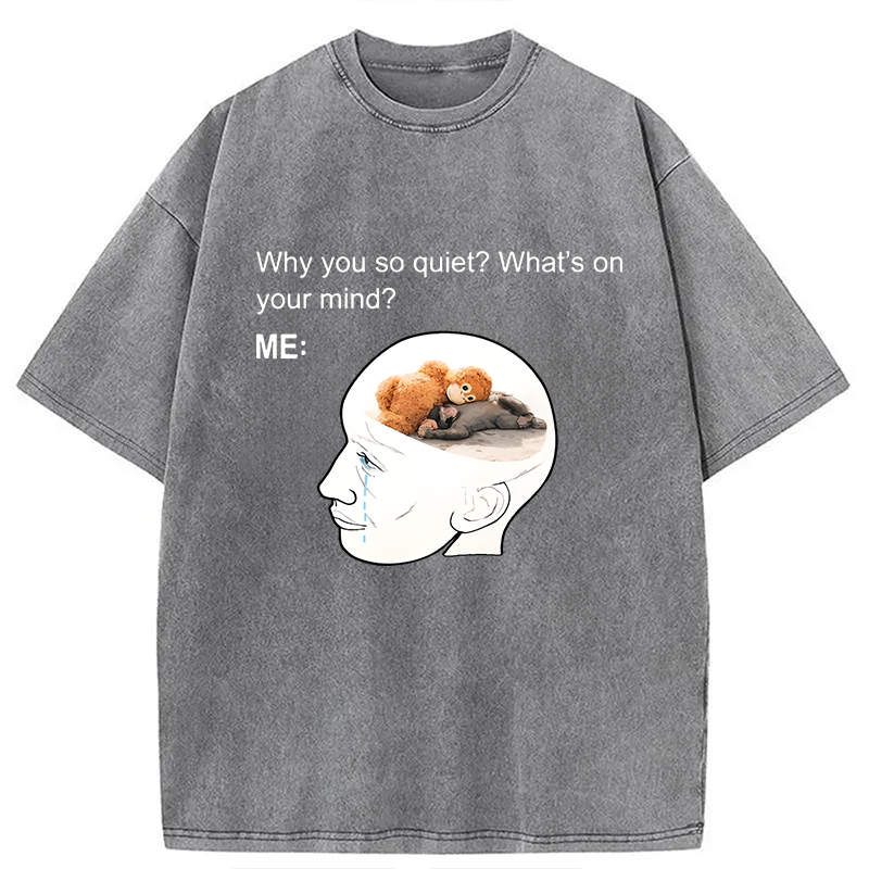 Modecanvas Lonely Baby Monkey Punch DTG Printing Washed T-Shirt