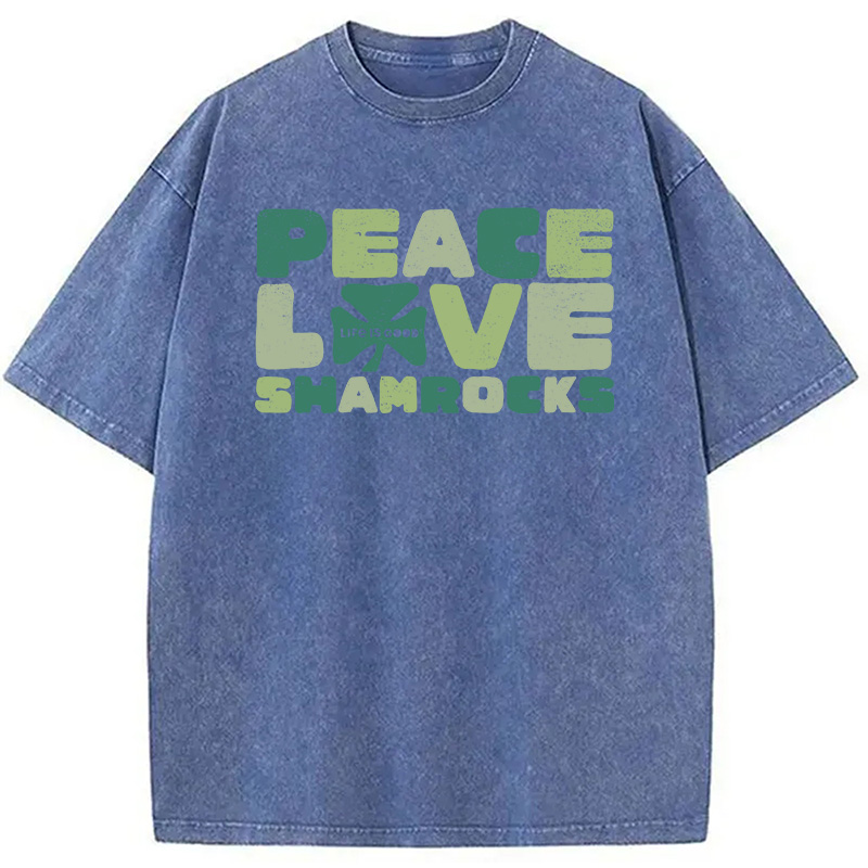 Modecanvas Peace Love Shamrocks DTG Printing Washed T-Shirt