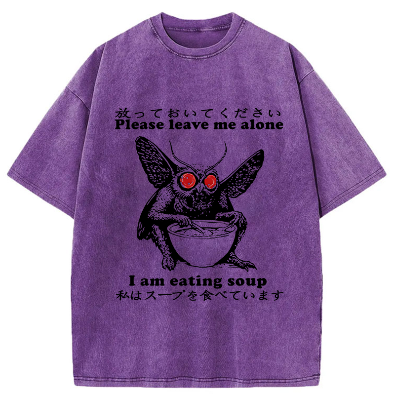 Modecanvas Don't Bother The Mothman Washed T-Shirt-modecanvas