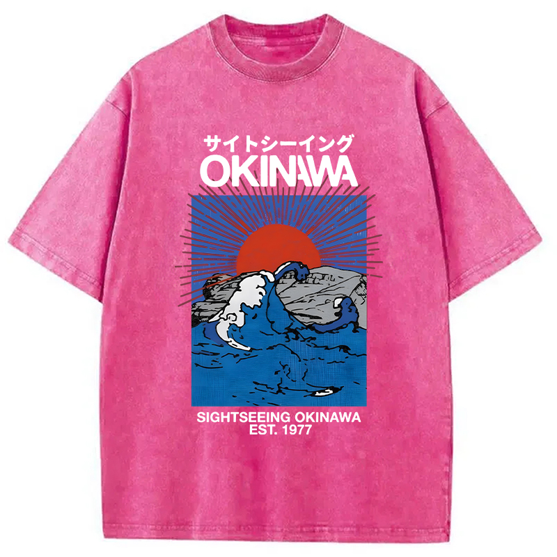 Modecanvas Sightseeing Okinawa DTG Printing Washed T-Shirt