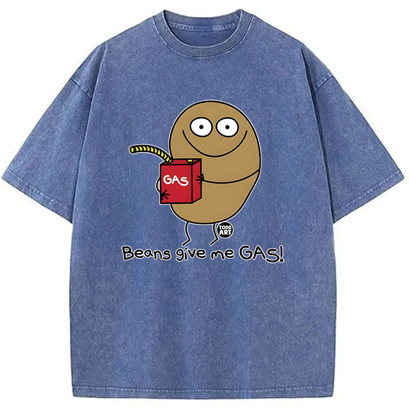 Modecanvas Beans Give Me Gas DTG Printing Washed T-Shirt